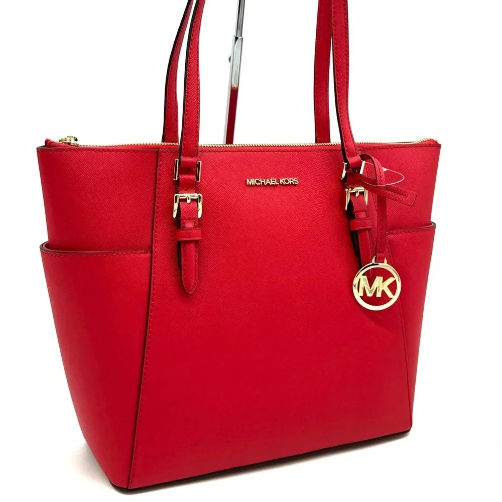 Michael Kors Large Charlotte TZ Tote Bag Bright Red - Picture 4 of 10